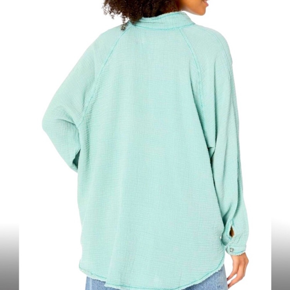 Free People! Summer Daydream Buttondown Top In Clear Skies NWT! - Picture 11 of 14